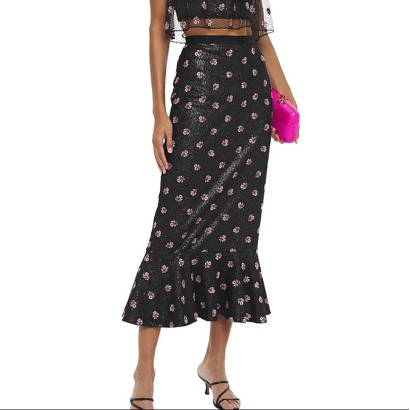 NWT Saloni Aidan sequined chiffon and embroidered point d'esprit flare s… - Picture 13 of 13